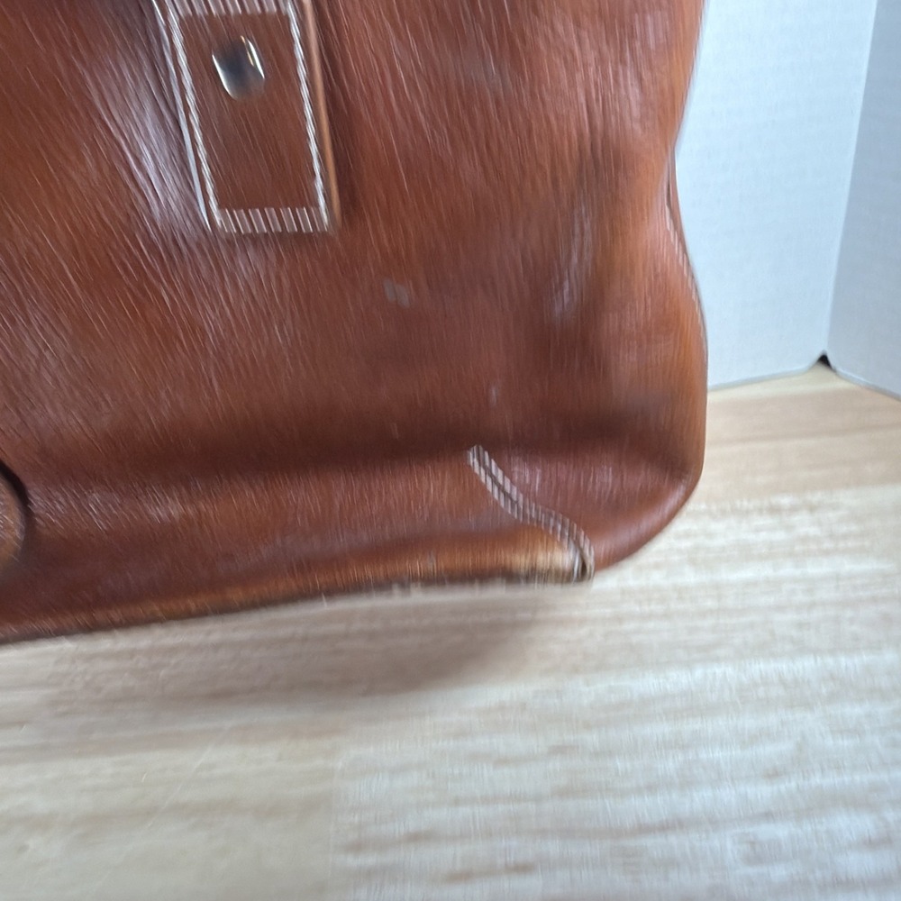 Etienne Aigner Brown Leather Shoulder Bag Zip Up Brown Interior Cloth Buckles - Picture 3 of 13